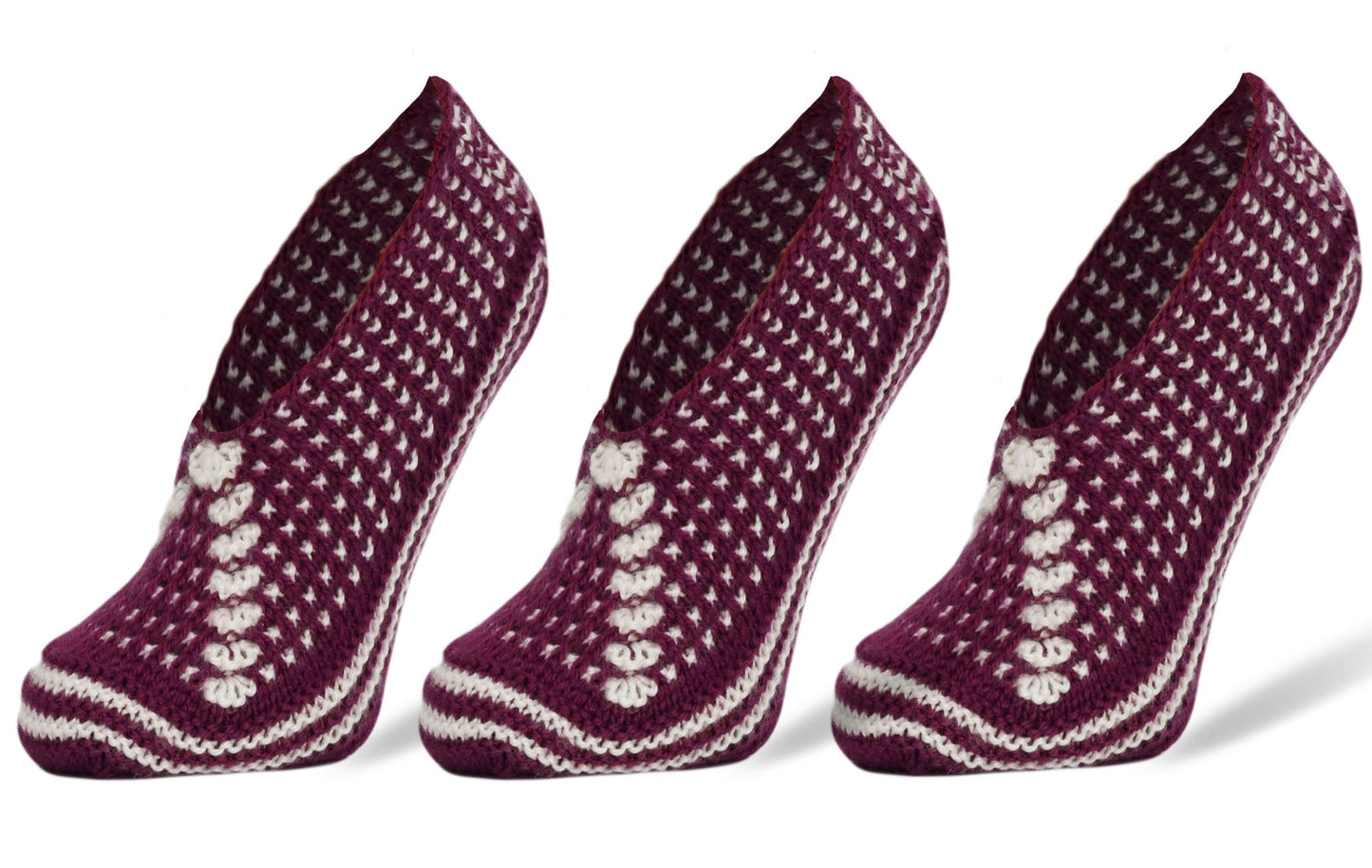Crochet Slipper Socks for Women 3 Pairs Handmade Soft Cozy Knit Size 5-7