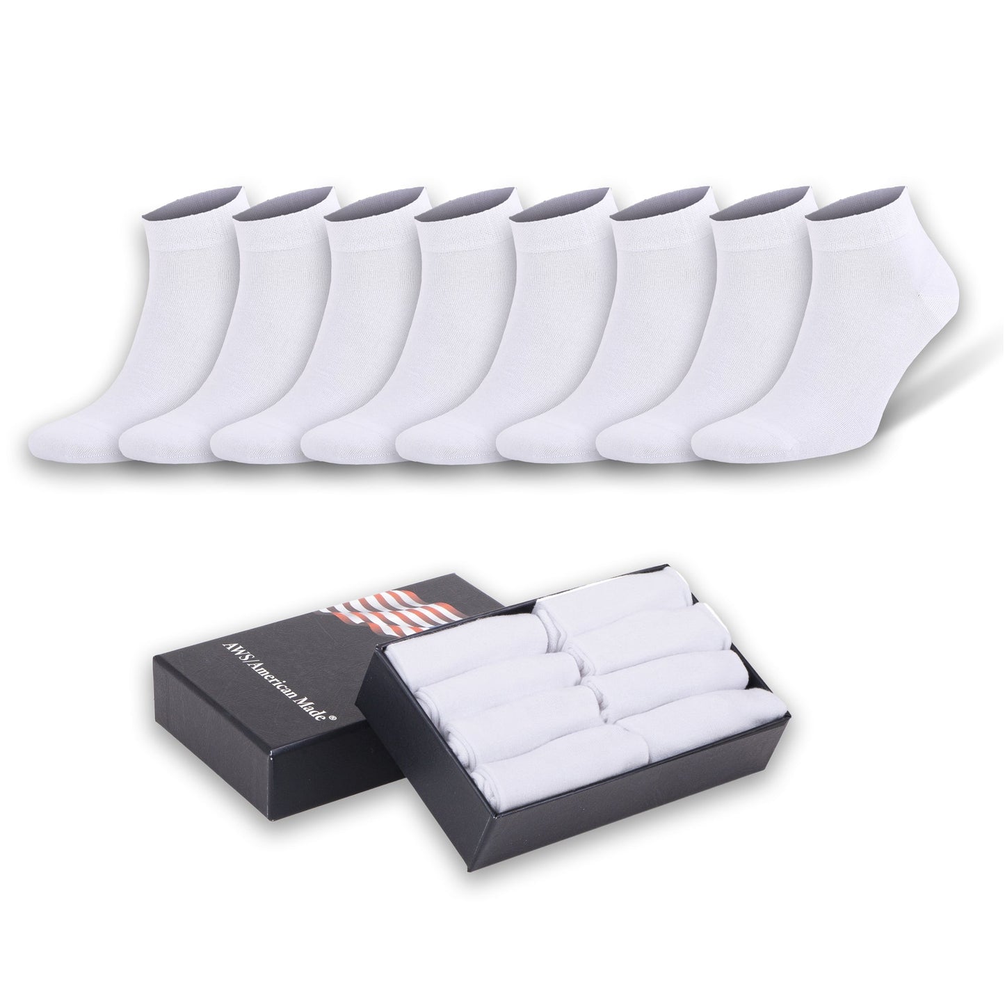 Men's Bamboo Ankle Socks 8 Pairs Odor Control Moisture Wicking Breathable Gift Set