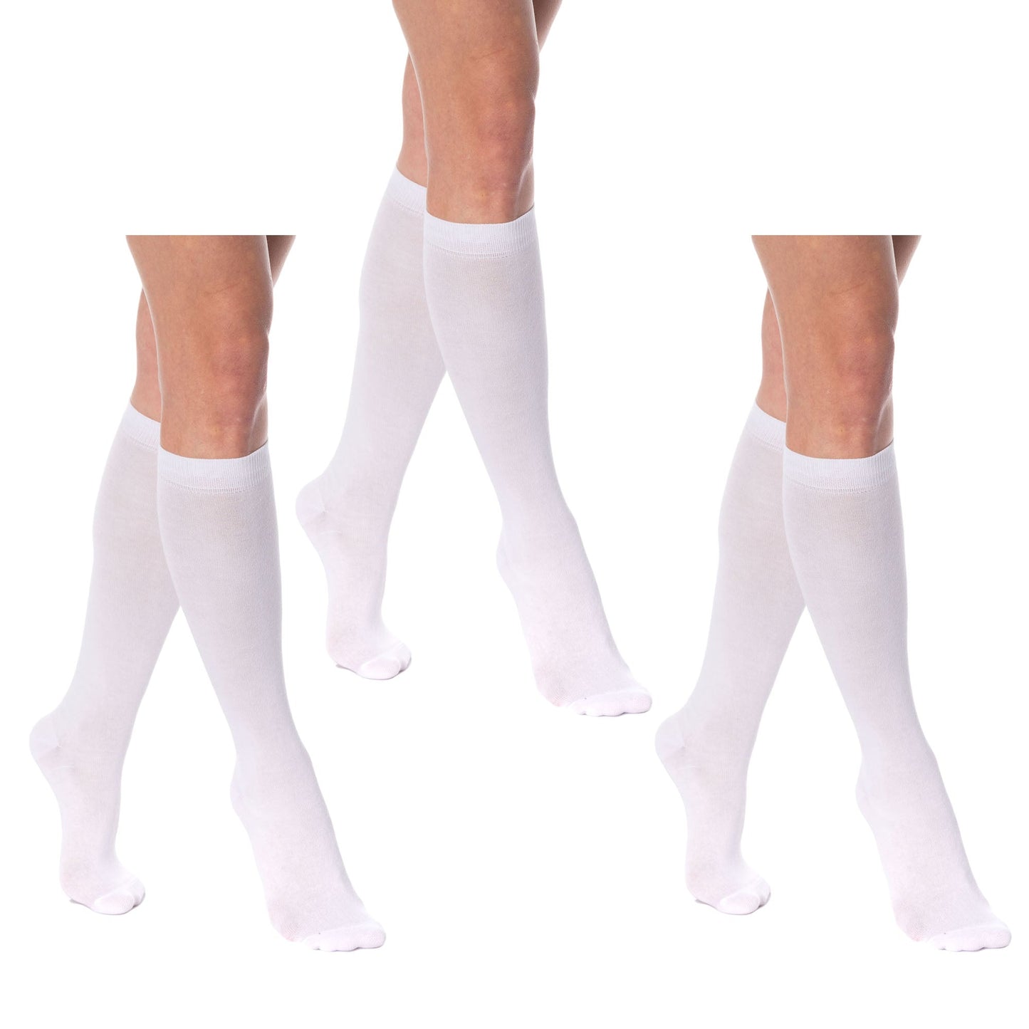 3 Pairs Women's Cotton Knee High Socks Size 5-10 – Boot, School, Stay-Up Long Fit