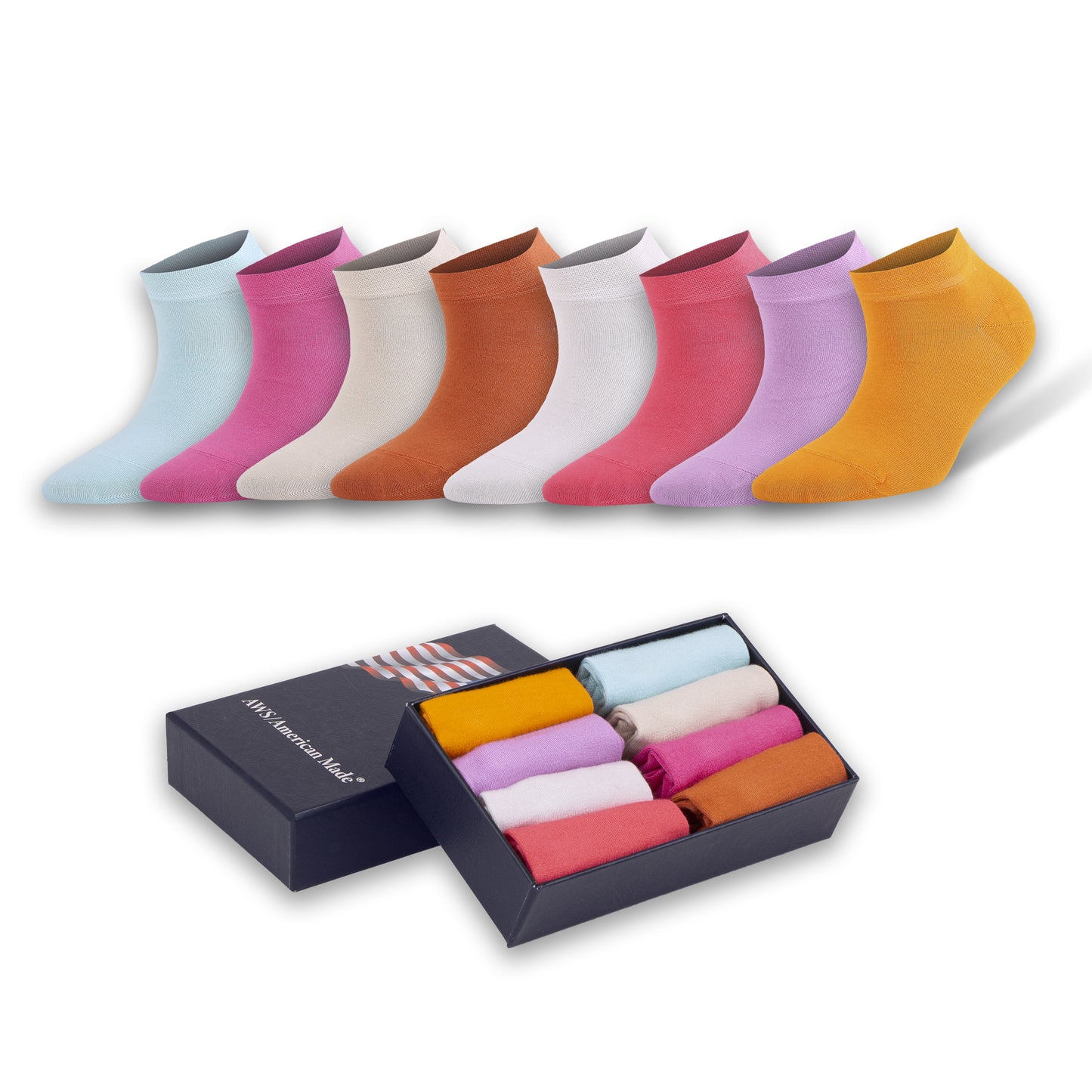 Women’s Bamboo Low Cut Ankle Socks 8 Pairs Gift Box Breathable Seamless Toe 6-9