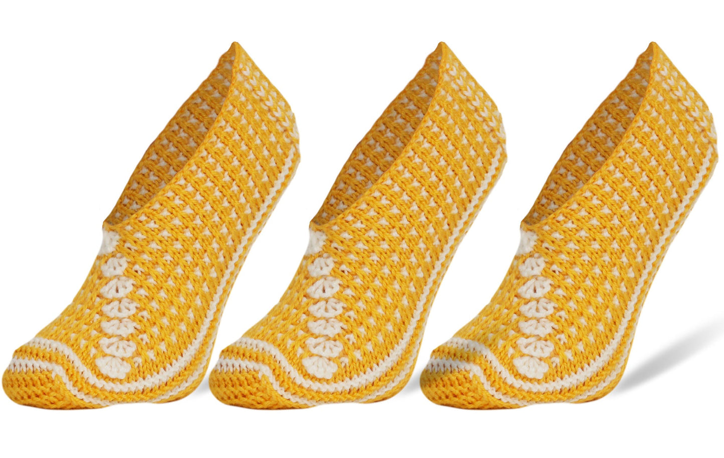 Crochet Slipper Socks for Women 3 Pairs Handmade Soft Cozy Knit Size 5-7