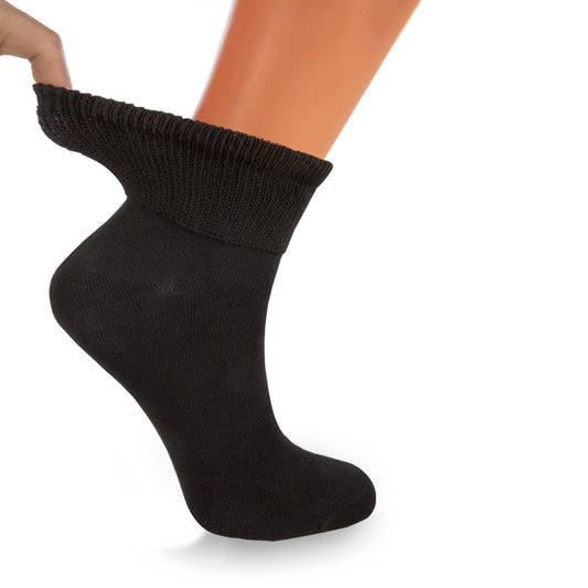 Non-binding diabetic ankle socks in black, made in the USA