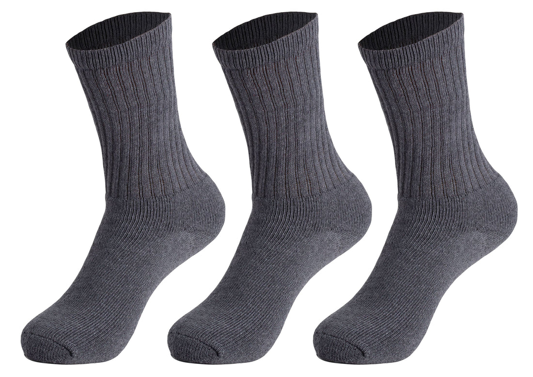 Women's cushioned cotton crew socks in anthracite grey, 3 pack