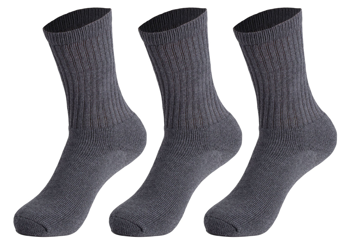 Women's cushioned cotton crew socks in anthracite grey, 3 pack