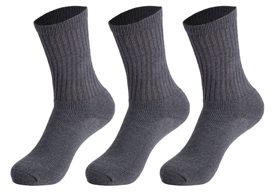 Women's cushioned cotton crew socks in anthracite grey, 3 pack