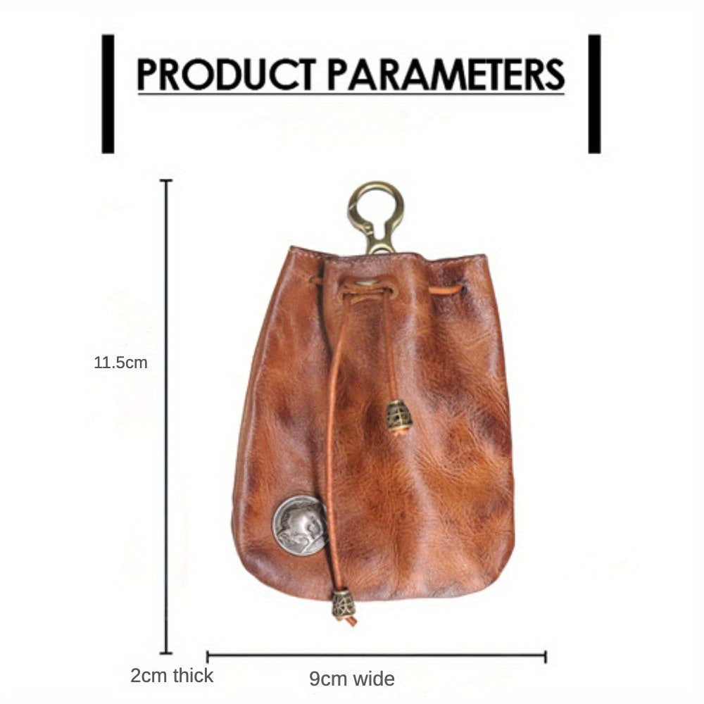 Mini Viking Sporran Coin Purse Keychain Top-Grain Leather Waist Bag 1pc