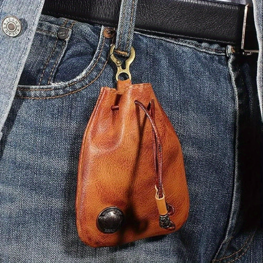 Mini Viking Sporran Coin Purse Keychain Top-Grain Leather Waist Bag 1pc