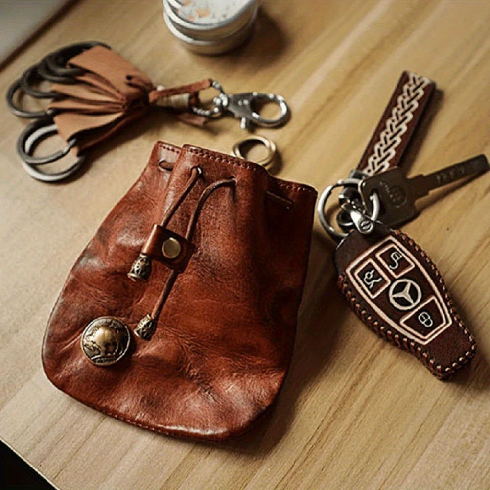 Mini Viking Sporran Coin Purse Keychain Top-Grain Leather Waist Bag 1pc
