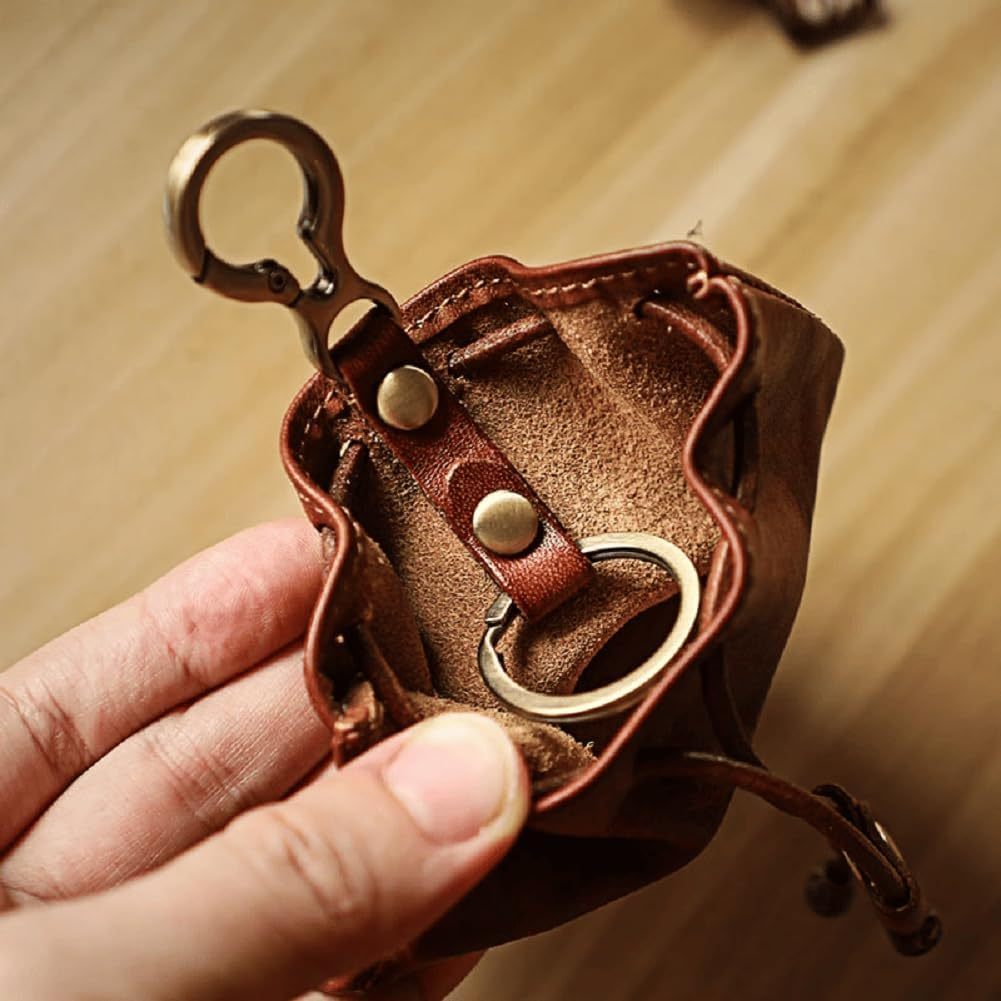 Mini Viking Sporran Coin Purse Keychain Top-Grain Leather Waist Bag 1pc
