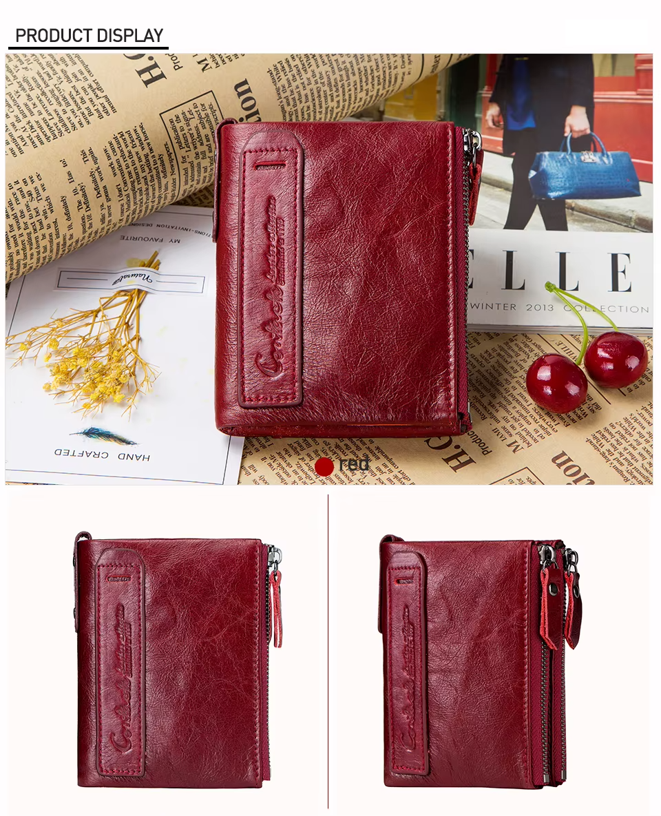 Men’s Genuine Leather Short Wallet with Coin Pocket & Card Holder