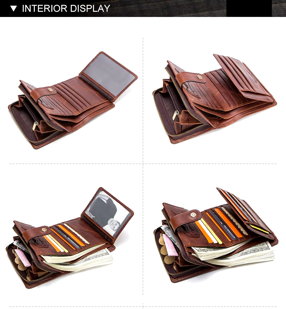 Men’s Genuine Leather RFID Wallet with Coin Pocket & Card Holder