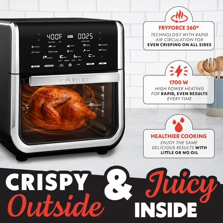 Gourmia 14Qt Air Fryer Oven Rotisserie Digital Stainless Steel Dehydrator