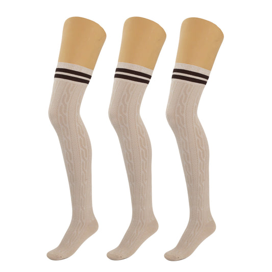 3 Pairs Women’s Over Knee Socks Warm Stretchy Knit Boot Stockings US Size 5-10