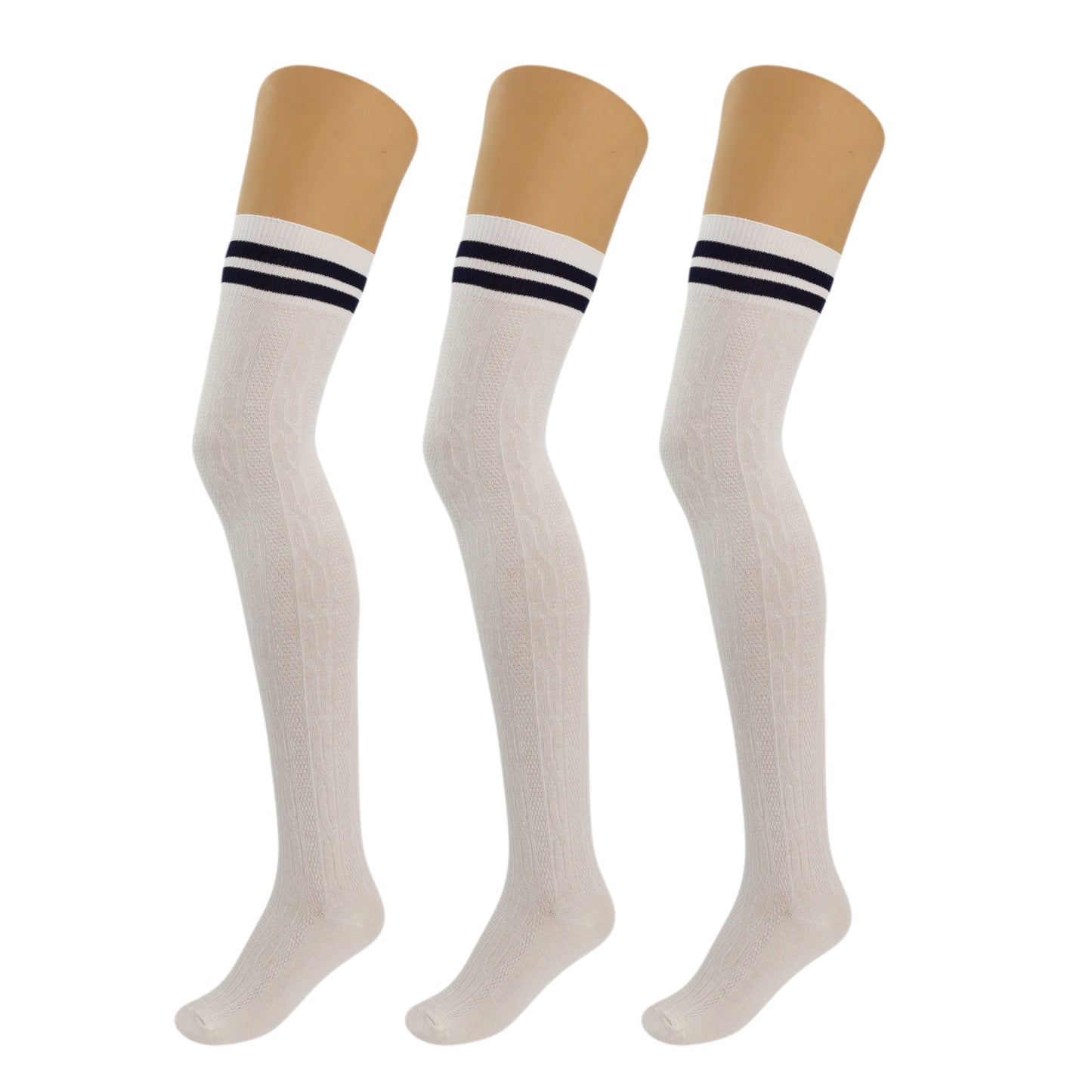 3 Pairs Women’s Over Knee Socks Warm Stretchy Knit Boot Stockings US Size 5-10