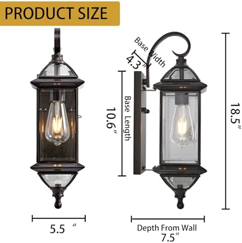 ShinYouneL Outdoor Wall Lantern 18.5 in Oil-Rubbed Bronze Open Box