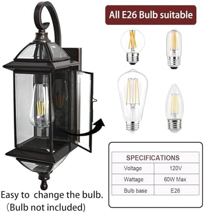 ShinYouneL Outdoor Wall Lantern 18.5 in Oil-Rubbed Bronze Open Box