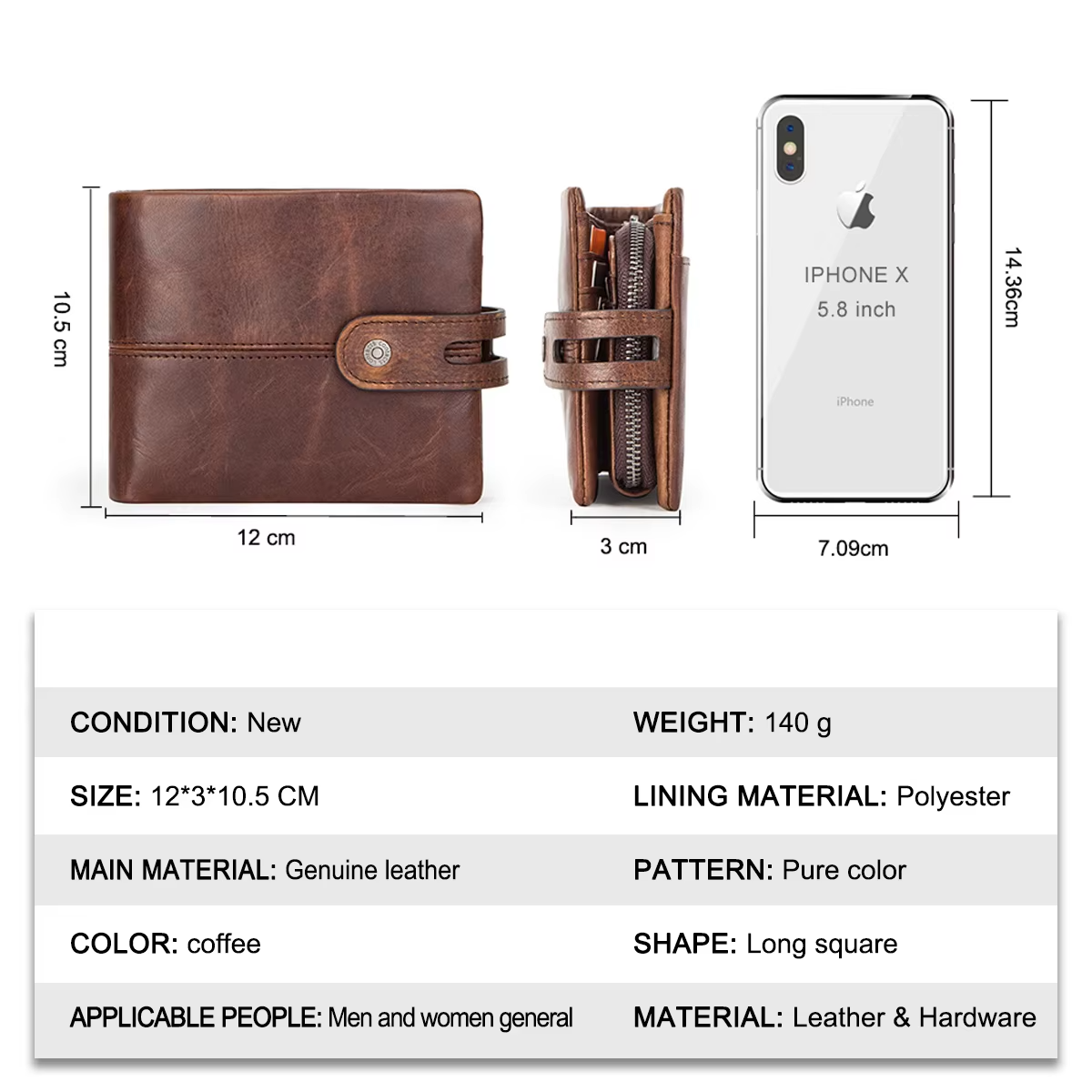 Genuine Leather Men Wallet RFID Blocking Short Coin Purse with Card Slots