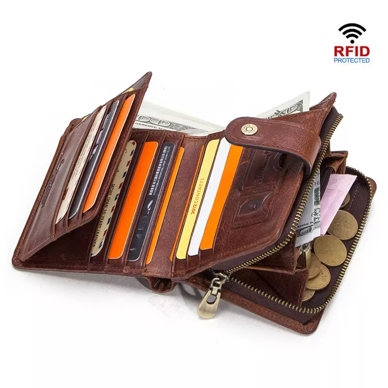 Men’s Genuine Leather RFID Wallet with Coin Pocket & Card Holder