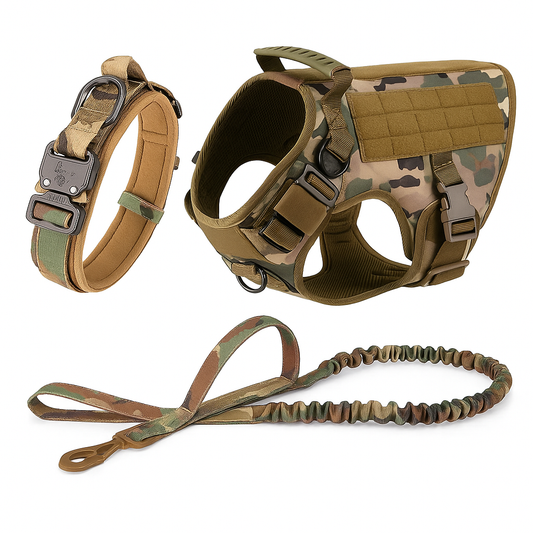 Tactical Dog Harness & Leash Set MOLLE No-Pull Vest for Large Dogs Training