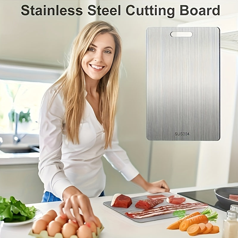 Titanium 2024 Double-Sided Stainless Steel Cutting Board 15x10 Kitchen