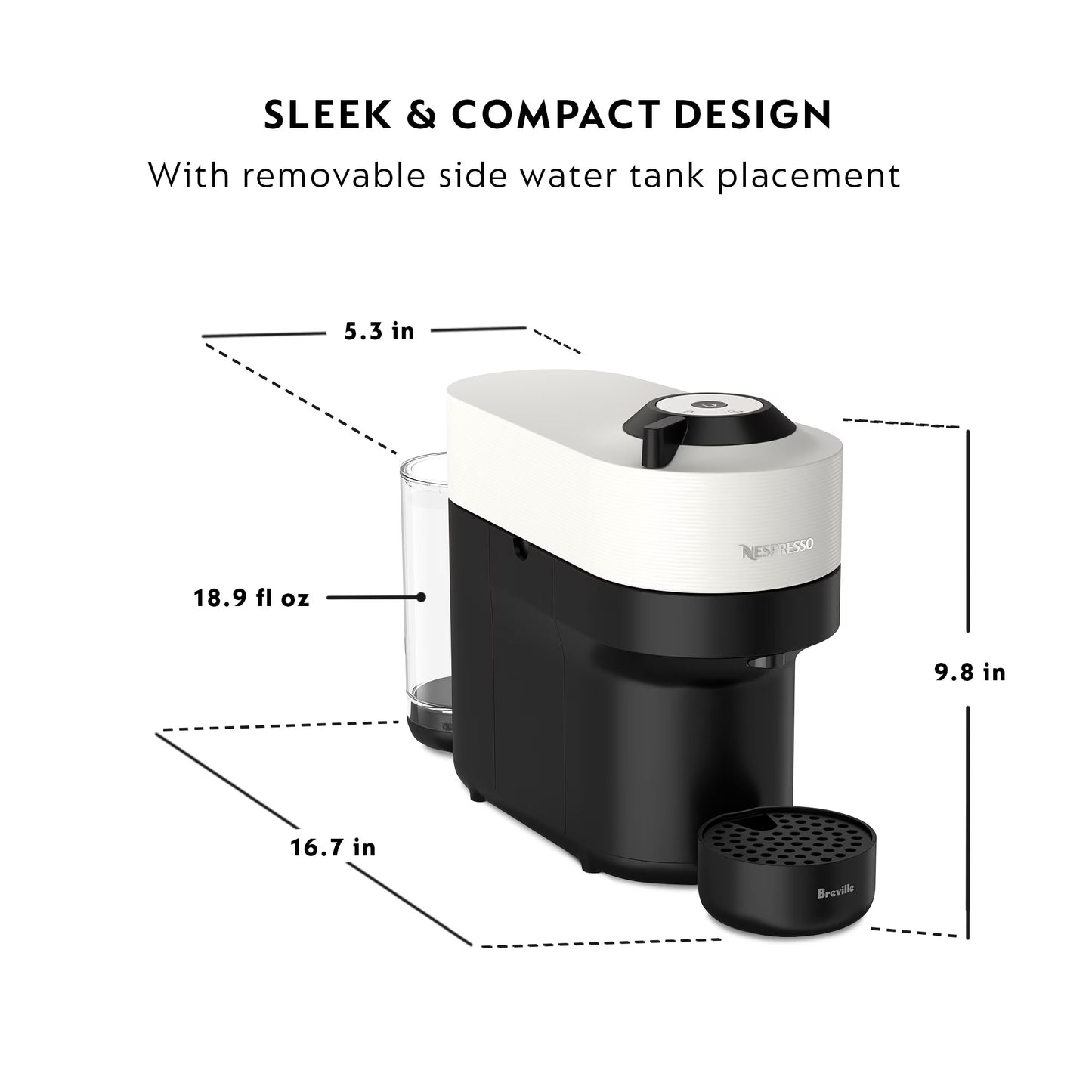 Nespresso Vertuo Pop+ Coffee Espresso Maker by Breville Coconut White