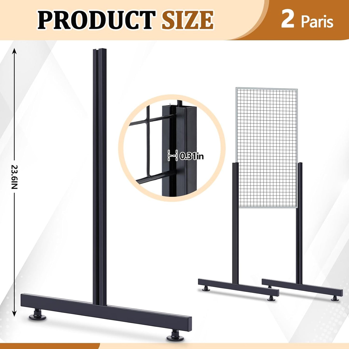Grid Wall Panel Legs Set of 4 Heavy Duty T Base Retail Display Stand Black