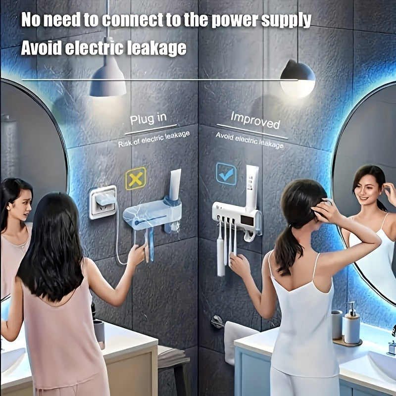 Wall Mount Toothbrush Sterilizer USB Solar Rechargeable Stand Smart Dryer 400mAh