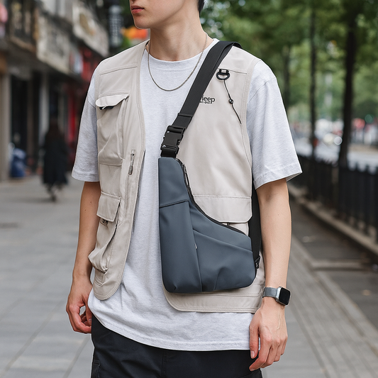 Men’s Nylon Chest Bag Crossbody Sling Pack Large Capacity Travel Sports
