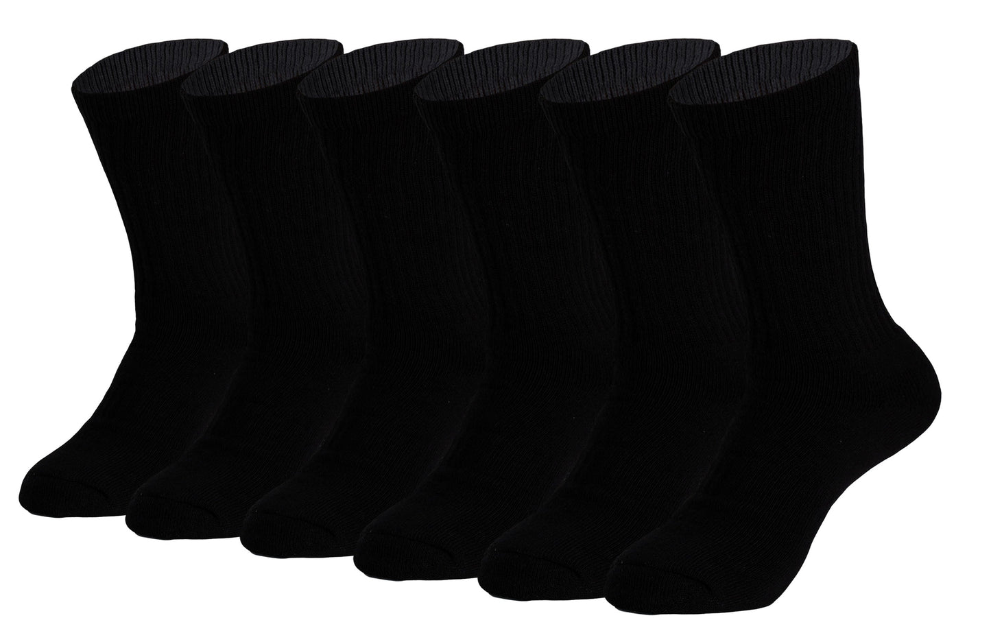 Men’s Crew Socks 6 Pairs Cotton Cushioned Breathable Athletic Size 5-11 Fit