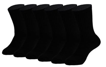Men's cushioned cotton crew socks, 6 pairs, in black