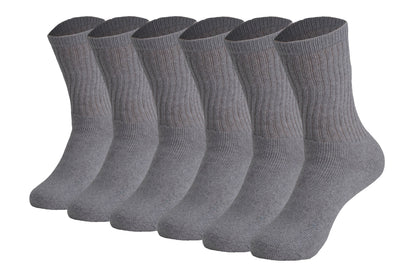 Men's cushioned cotton crew socks, 6 pairs, in gray