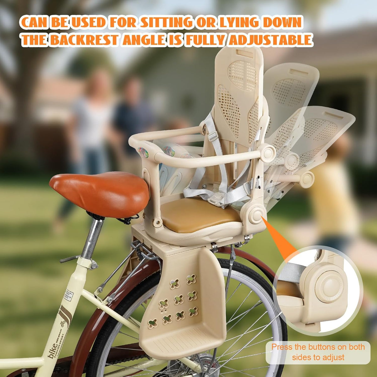 OUSEXI Rear Child Bike Seat White - Adjustable 60 lb Capacity