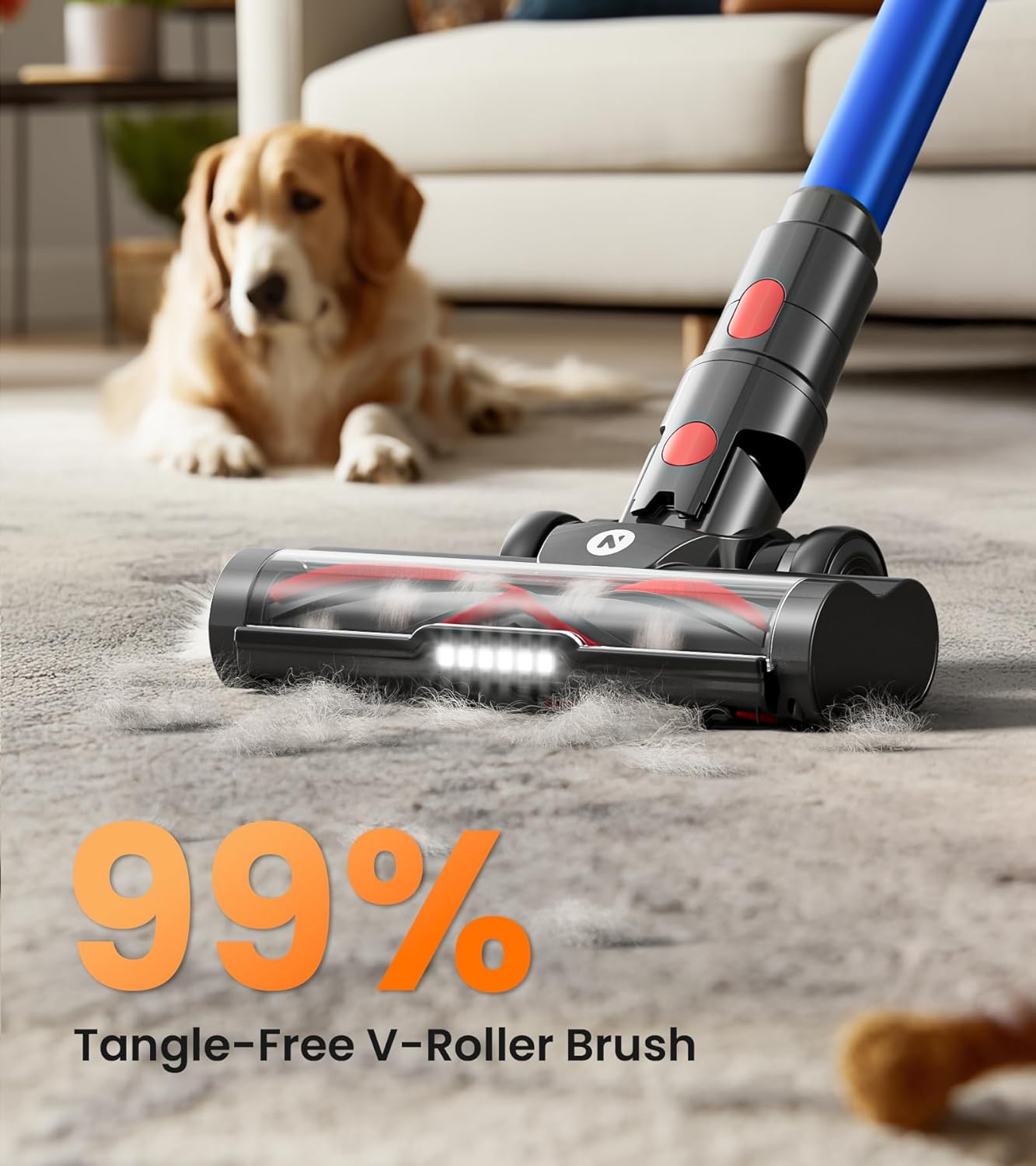 NADALY Cordless Stick Vacuum Cleaner 500W 40KPA Pet Hair Hardwood Floor