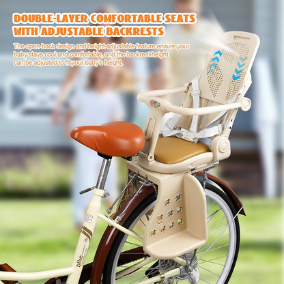 OUSEXI Rear Child Bike Seat White - Adjustable 60 lb Capacity