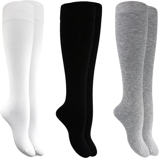 3 Pairs Women’s Bamboo Knee High Dress Socks Seamless Toe Moisture Wicking Soft