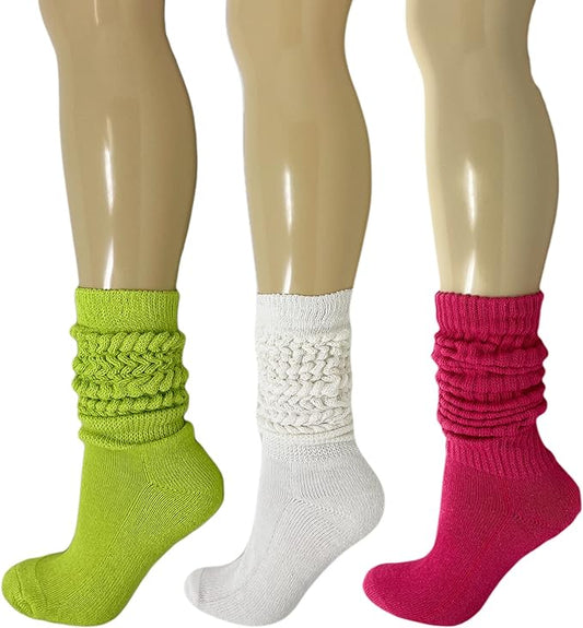 Women's Cotton Slouch Socks Thick Cushioned 3 Pack Retro Fit Breathable 5-10