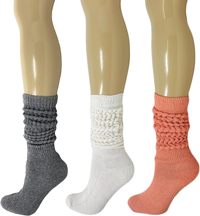 Women's Cotton Slouch Socks Thick Cushioned 3 Pack Retro Fit Breathable 5-10