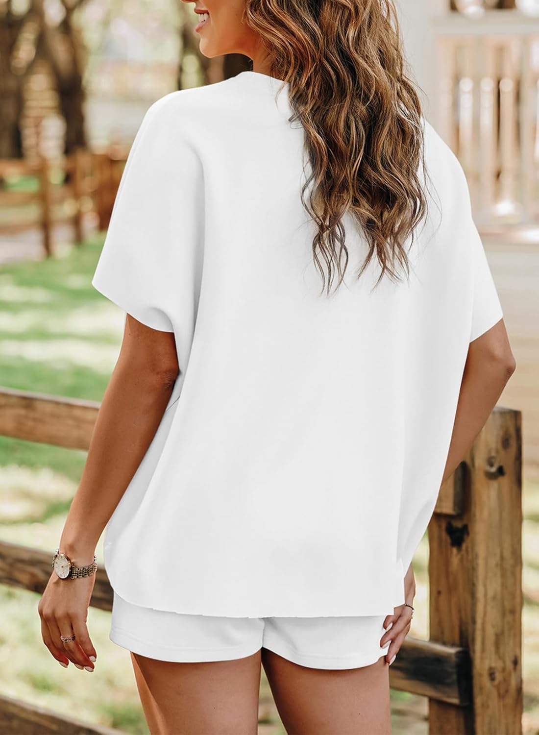 Women’s 2-Piece Lounge Set Oversized Top and Shorts Soft Pajama Outfit S-2XL