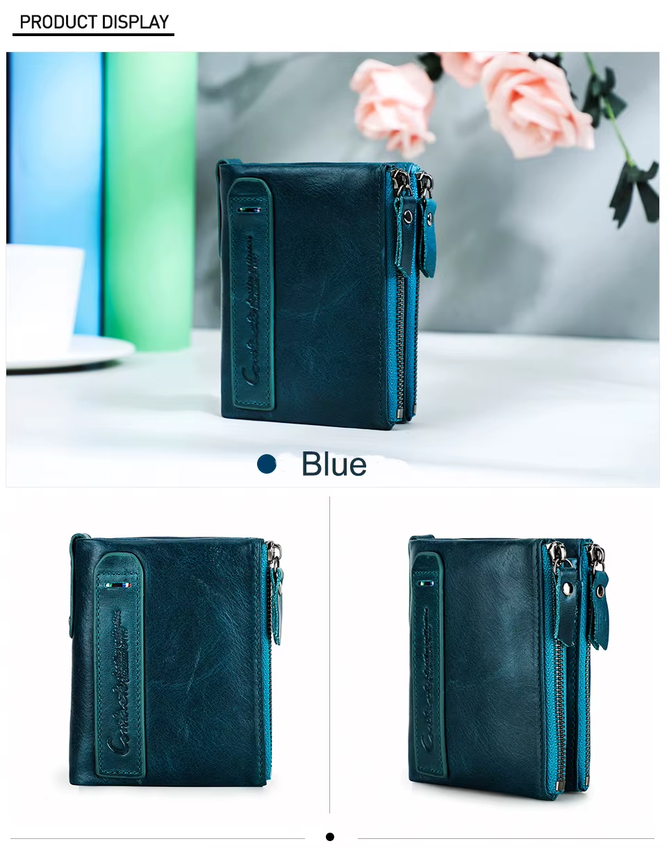 Men’s Genuine Leather Short Wallet with Coin Pocket & Card Holder