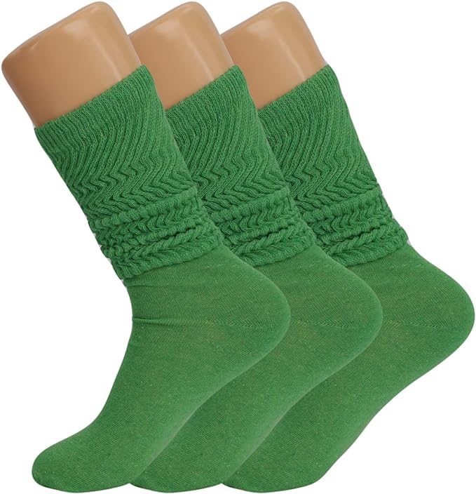 3 Pairs Women's Knee High Slouch Socks for Boots Dance Fall Soft Cotton Size 9-11