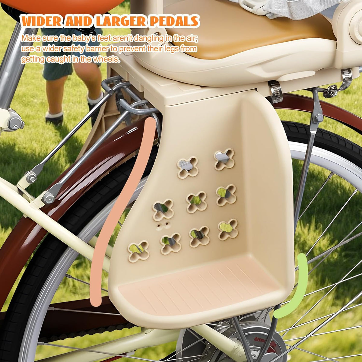 OUSEXI Rear Child Bike Seat White - Adjustable 60 lb Capacity