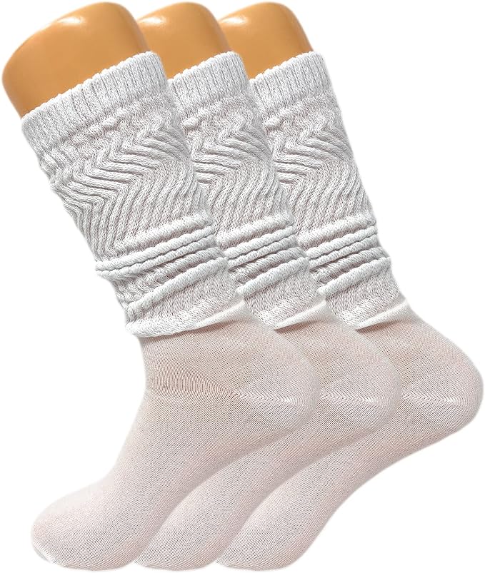 3 Pairs Women's Knee High Slouch Socks for Boots Dance Fall Soft Cotton Size 9-11