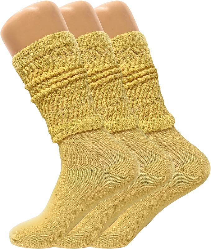 3 Pairs Women's Knee High Slouch Socks for Boots Dance Fall Soft Cotton Size 9-11