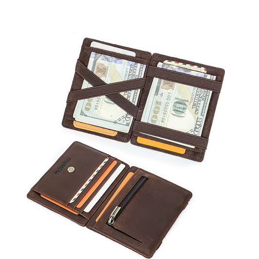 Genuine Leather RFID-Blocking Card Holder Wallet – Slim & Secure Design