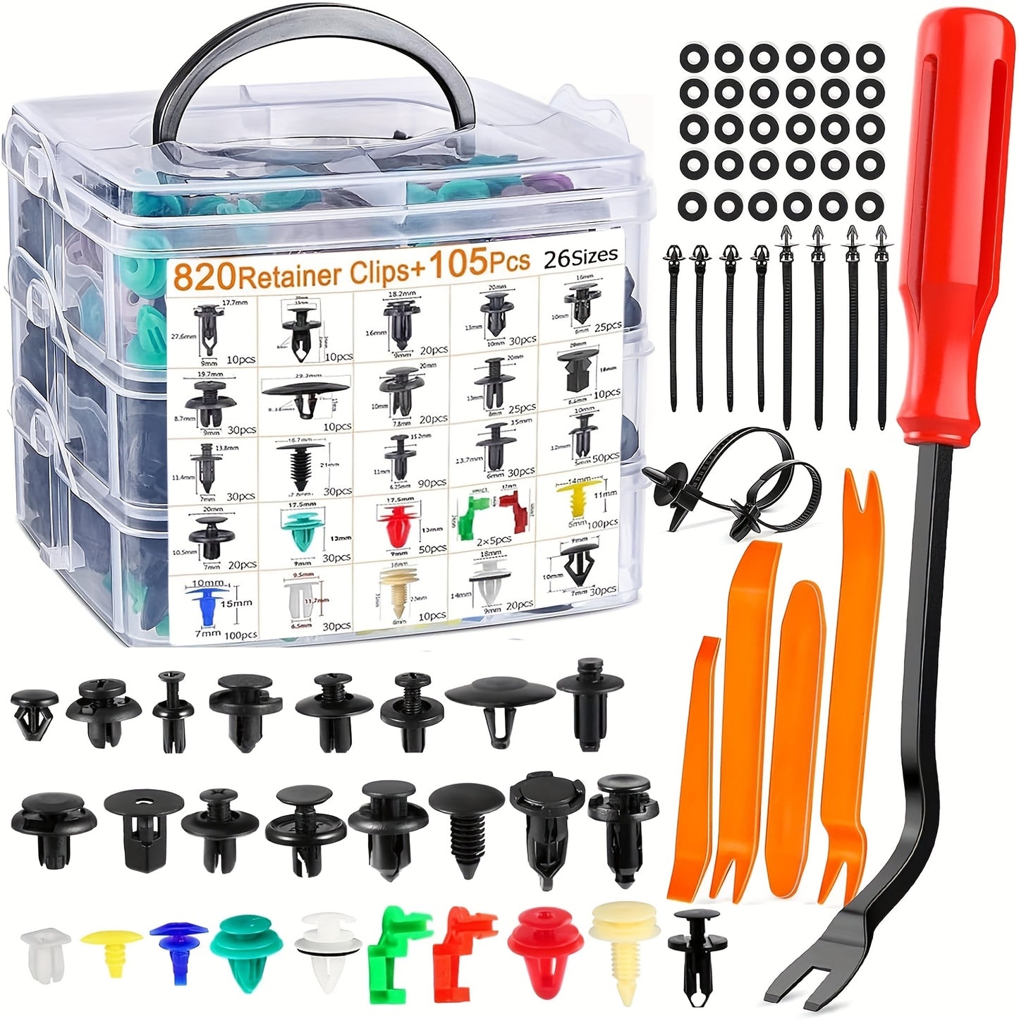 250pcs Universal Car Bumper Clips & Push Rivet Fasteners Kit with Box