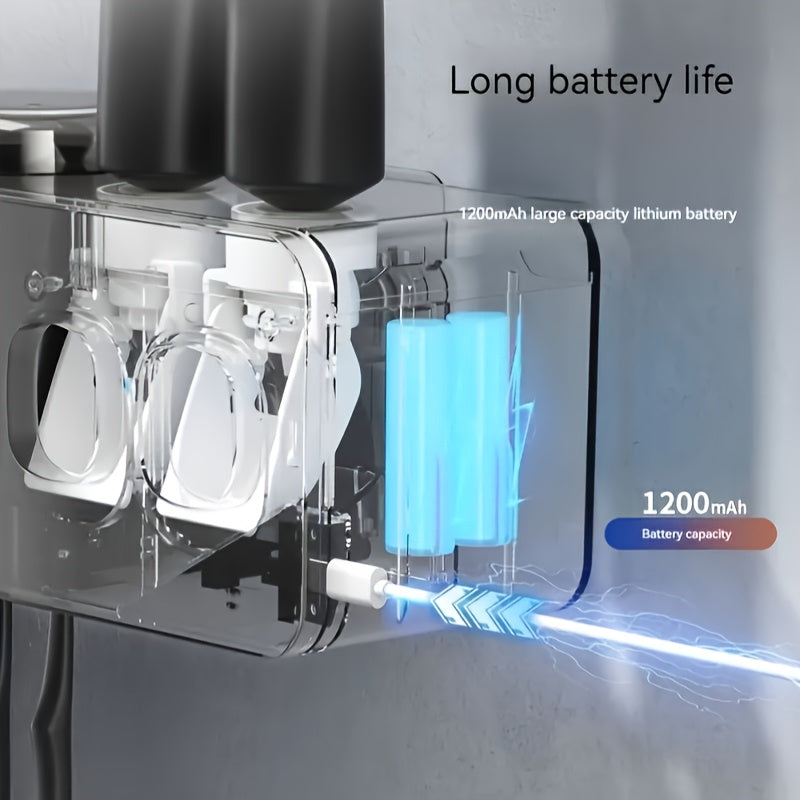 Smart Toothbrush Holder Wall Mount – 6 Slots, 2 Dispensers, 3 Cups, USB Recharge
