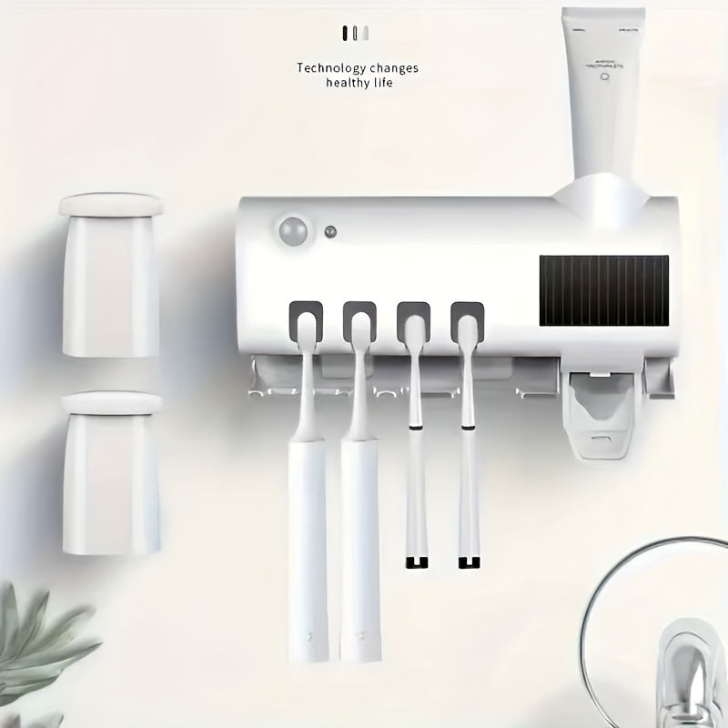 Wall Mount Toothbrush Sterilizer USB Solar Rechargeable Stand Smart Dryer 400mAh