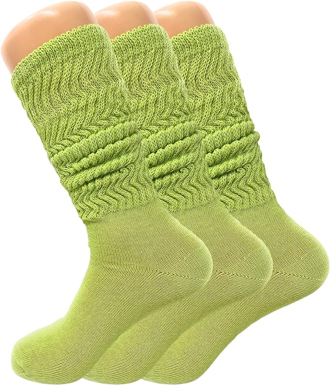 3 Pairs Women's Knee High Slouch Socks for Boots Dance Fall Soft Cotton Size 9-11