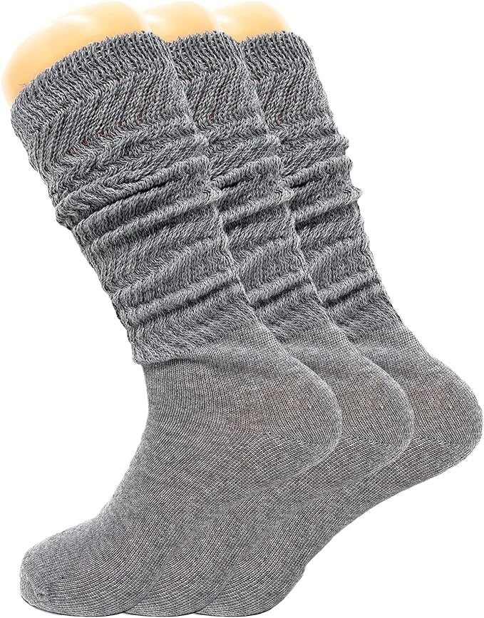 3 Pairs Women's Knee High Slouch Socks for Boots Dance Fall Soft Cotton Size 9-11