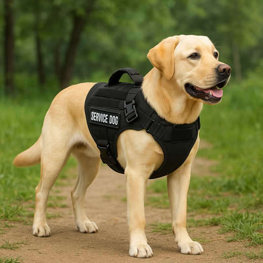 Tactical Dog Harness Set w/ Leash Collar Bags Patches for Large Dogs Training